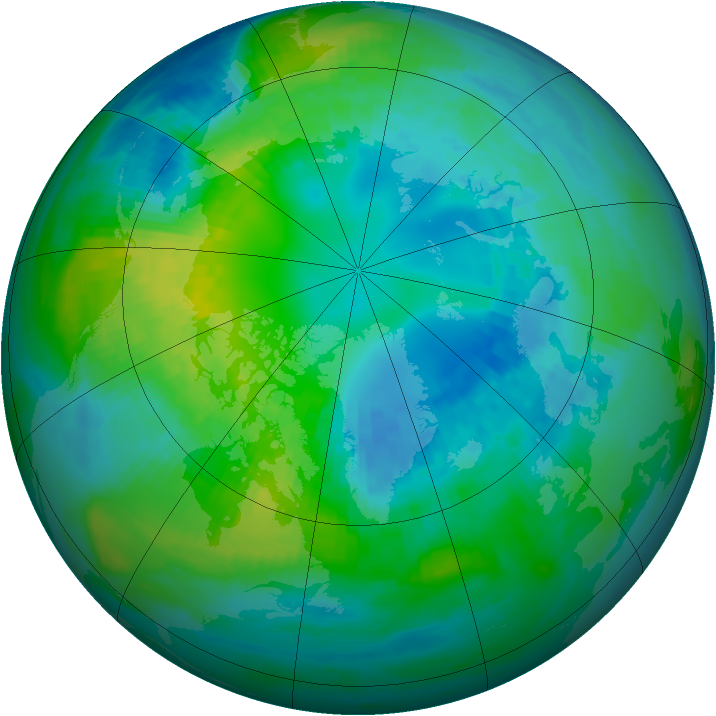 Arctic ozone map for 18 October 1989